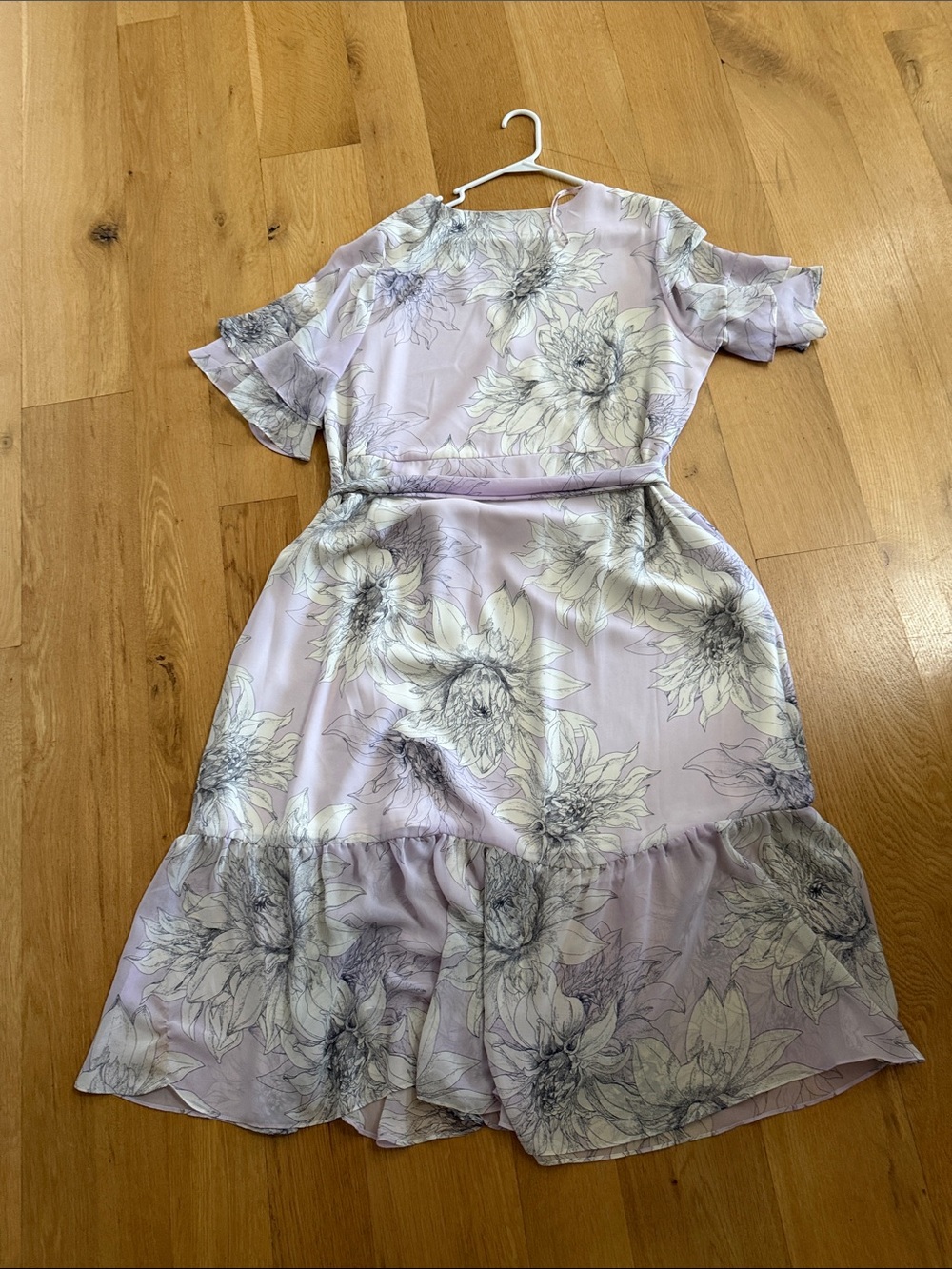 Calvin Klein Lavender Floral Wrap Midi Dress - Picture 10 of 10